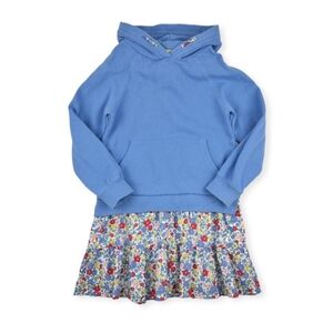 Mini Boden Cosy Hooded Dress in Multi Apple Blossom Floral Sz 9/10